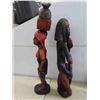 Image 3 : 2 Wood Carved Tribal Figures 32'' & 28'' Tall