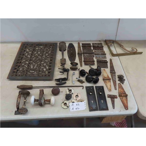 Vintage Cast Grate (Cracked, See Photos) , Hinges , Door Knobs &