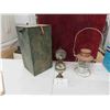 Image 1 : CNR Lantern with Wood Case , Wall Mount Oil Lamp 
