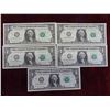 Image 2 : (5) USA $1 Bills with Sequential Serial Numbers 