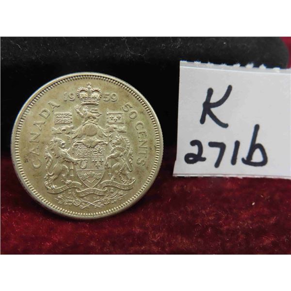 Canadian 1959 50 Cent Coin 