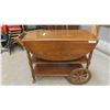 Image 1 : Oak Drop Leaf Tea Cart Extended Size 32'' x 38'' x 40'' 