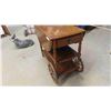 Image 2 : Oak Drop Leaf Tea Cart Extended Size 32'' x 38'' x 40'' 