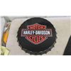 Image 2 : Harley Davidson Lot: Metal Bottlecap Sign 16 1/2'' Across , New Bottle Opener ,