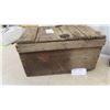 Image 2 : 1940s Wood Crate Lunch Box 10'' x 18'' x 12'' , Old Wood and Leather