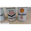 Image 2 : 4 Oil Quart Cans with Product : (2) Aeroshell Oil, Pacific 66 ATF, Esso HDX 