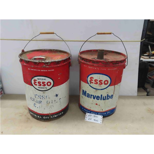 2 Esso 5 Gallon Oil Cans 
