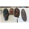 Image 1 : 4 Wood Tribal Masks Largest 19'' x 8'' 