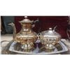 Image 2 : Silver Plated Trays, Tea Pots, Creamer, Sugar Bowl & More 