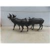 Image 2 : 2 Leather Moose Statues 19'' L x 13'' H 