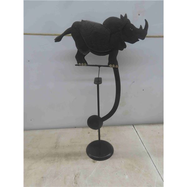 Metal Balancing Rhino 12'' x 20'' H 