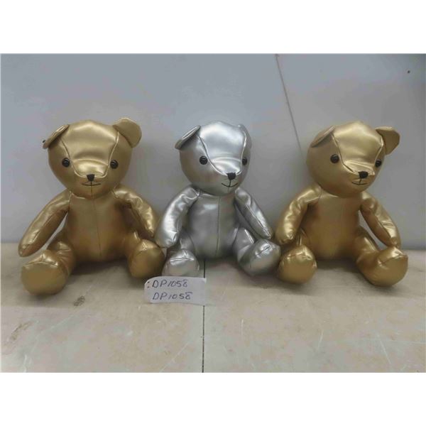 3 Stuffed Bears Satin Style 12'' Tall 