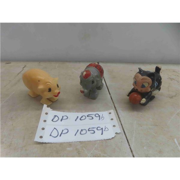 3 Ramp Walkers, Vintage Figard Kitty, Elephant, Disney Pig 