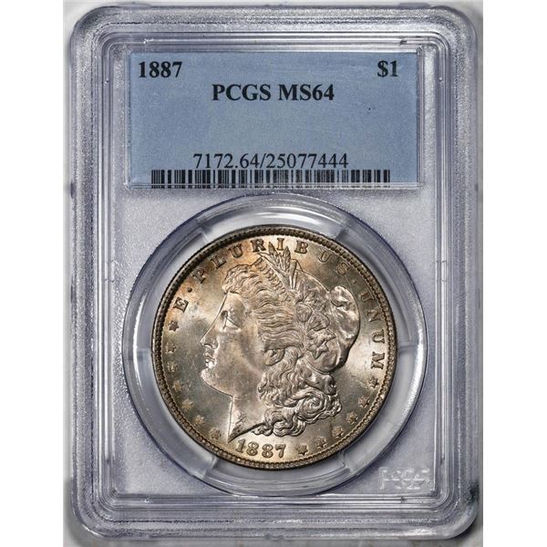 1887 $1 Morgan Silver Dollar Coin PCGS MS64