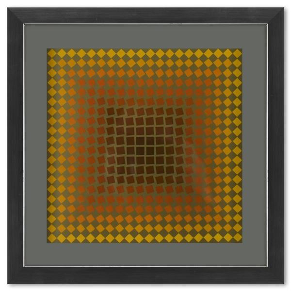 Victor Vasarely "Cta - 105 De La Serie Cta - 102" Chiarograph Print On Paper