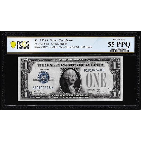 1928A $1 Funnyback Silver Certificate Not Fr.1601 PCGS About Uncirculated 55PPQ