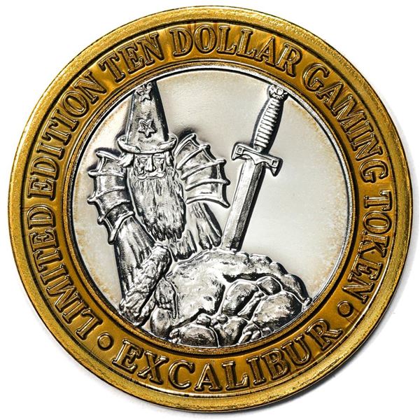 .999 Fine Silver Excalibur Las Vegas, Nevada $10 Limited Edition Gaming Token