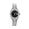 Image 2 : Rolex Ladies Stainless Steel Emerald and Diamond Date Wristwatch With Rolex Box