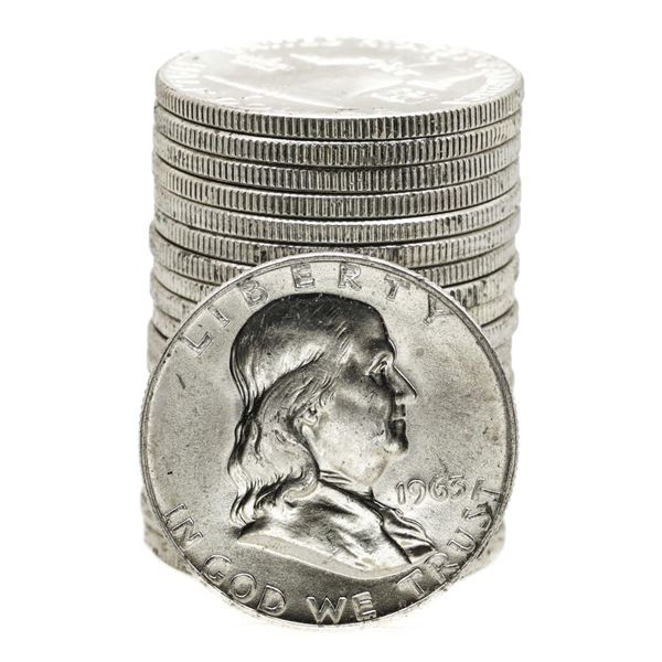 Roll of (20) Brilliant Uncirculated 1963-D Franklin Half Dollar Coins