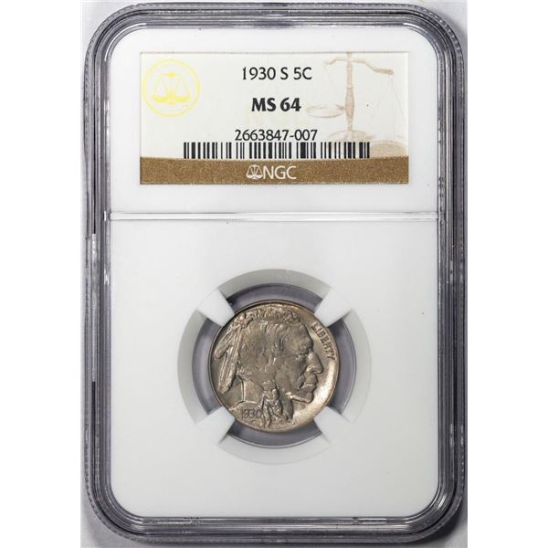 1930-S Buffalo Nickel Coin NGC MS64