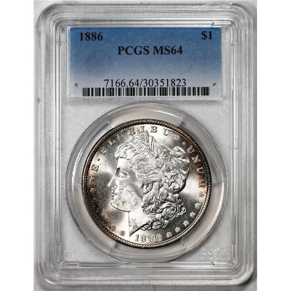 1886 $1 Morgan Silver Dollar Coin PCGS MS64