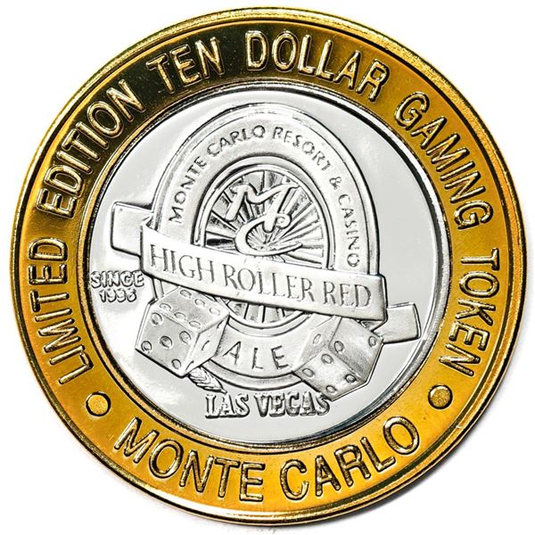 .999 Fine Silver Monte Carlo Las Vegas, Nevada $10 Limited Edition Gaming Token