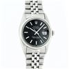 Image 2 : Rolex Mens Stainless Steel Black Index Datejust Wristwatch