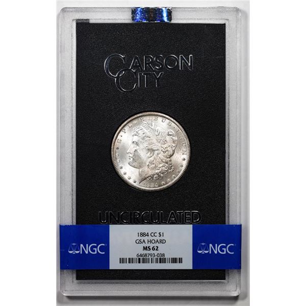 1884-CC $1 Morgan Silver Dollar Coin GSA Hoard Uncirculated NGC MS62