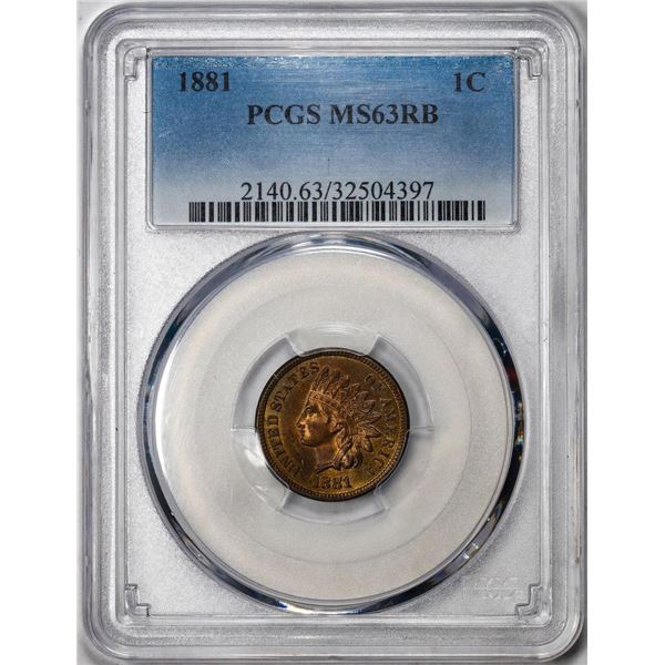 1881 Indian Head Cent Coin PCGS MS63RB