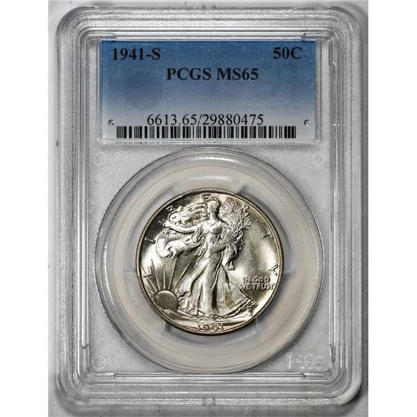 1941-S Walking Liberty Half Dollar Coin PCGS MS65