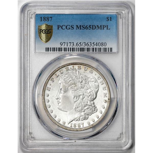 1887 $1 Morgan Silver Dollar Coin PCGS MS65DMPL