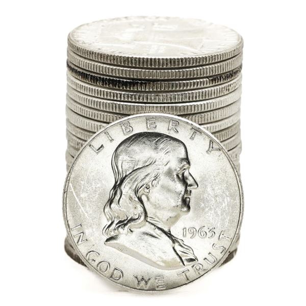Roll of (20) Brilliant Uncirculated 1963 Franklin Half Dollar Coins