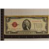 Image 1 : 1928-G US $2 RED SEAL NOTE TOP EDGE IS STAINED