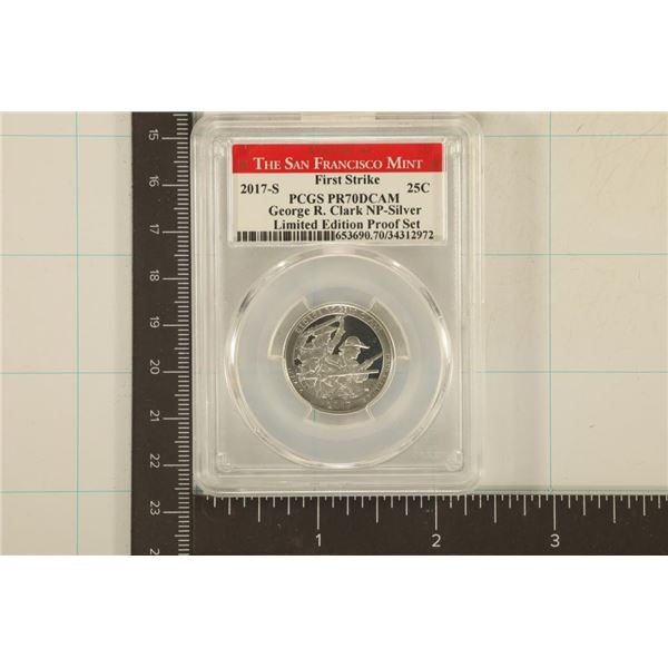 2017-S SILVER GEORGE R. CLARK QUARTER PCGS PR70