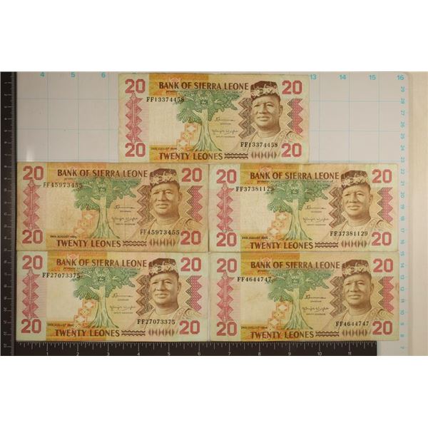 1984-5-SIERRA LEONE 20 LEONES BILLS