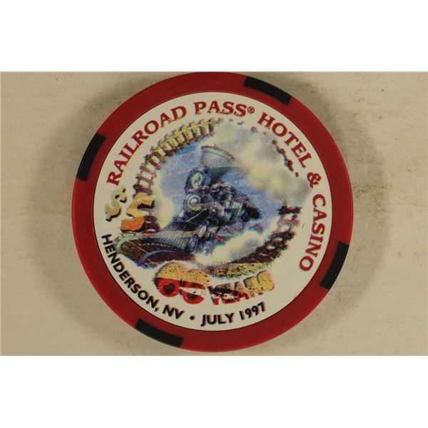 $5 CASINO GAMING TOKEN RAILROAD PASS HOTEL &
