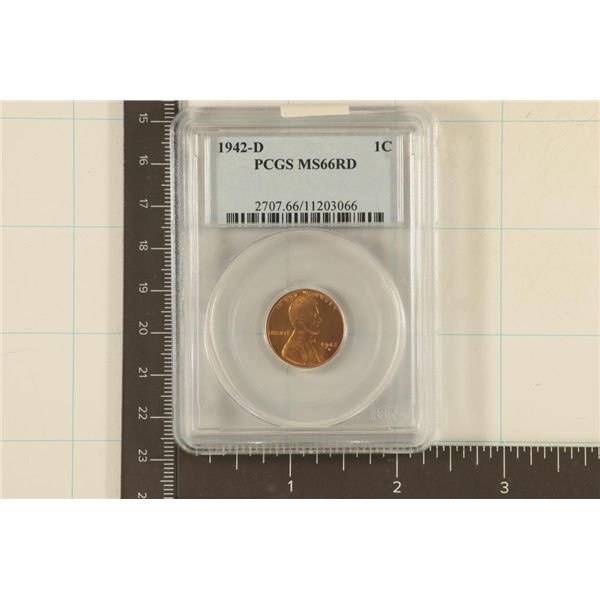 1942-D LINCOLN WHEAT CENT PCGS MS66RD