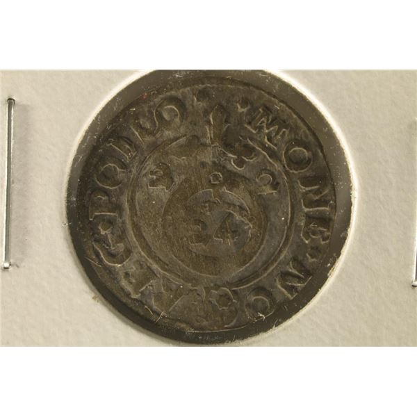 1600'S HAND HAMMERED POLAND SILVER 1/24TH TALER