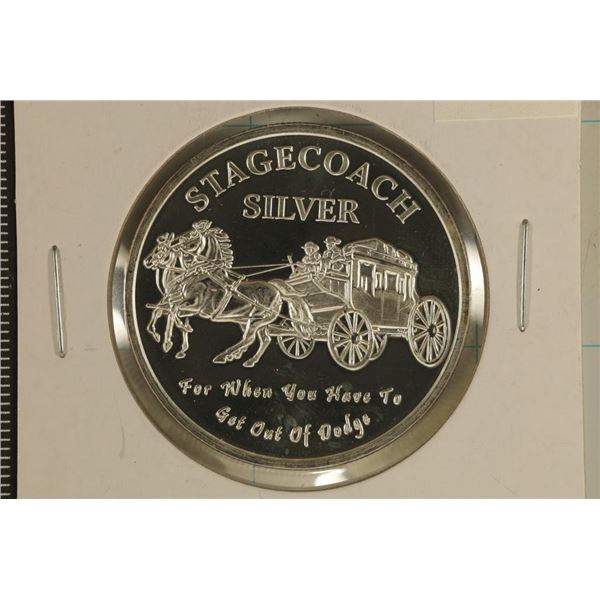 1 TROY OZ .999 FINE SILVER PF ROUND STAGECOACH