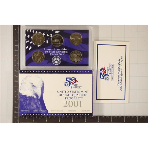 2001N US 50 STATE QUARTERS PROOF SET WITH BOX AND