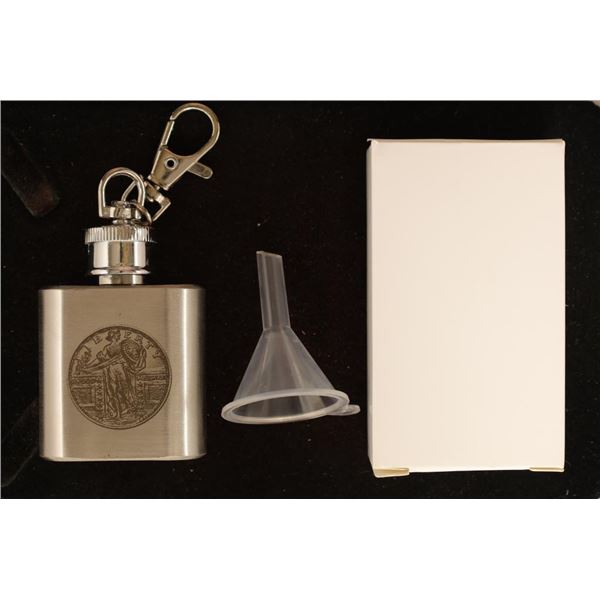 1 OZ. STAINLESS STEEL KEYCHAIN FLASK WITH STANDING