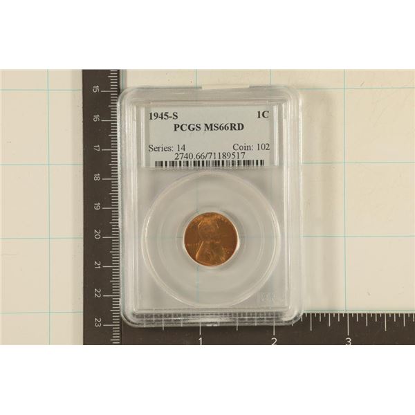 1945-S LINCOLN WHEAT CENT PCGS MS66RD