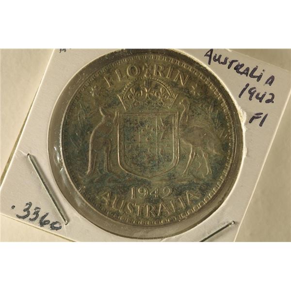 1942 AUSTRALIA SILVER FLORIN .3360 OZ. ASW