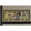 Image 1 : 2009 FIVE DISNEY DOLLAR CRISP UNC COLORIZED BILL