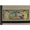 Image 2 : 2009 FIVE DISNEY DOLLAR CRISP UNC COLORIZED BILL
