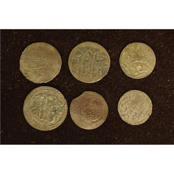 6 SILVER DIME SIZED OTTOMAN EMPIRE PARA COINS: