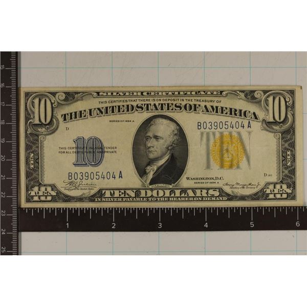1934-A NORTH AFRICA US $10 SILVER CERTIFICATE