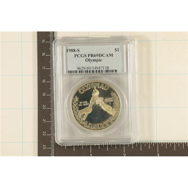1988-S US OLYMPIC SILVER DOLLAR PCGS PR69 DCAM
