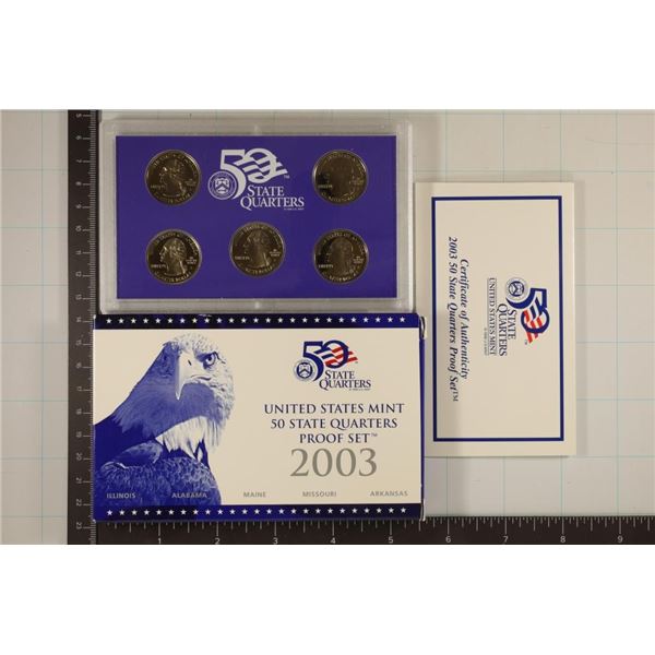 2003 US 50 STATE QUARTERS PROOF SET WITH BOX