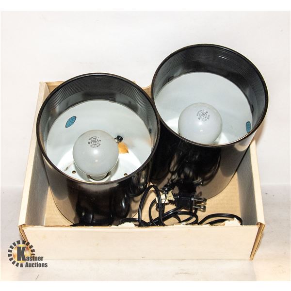 VINTAGE METAL CYLINDER TABLE LAMP (2) 8.5"